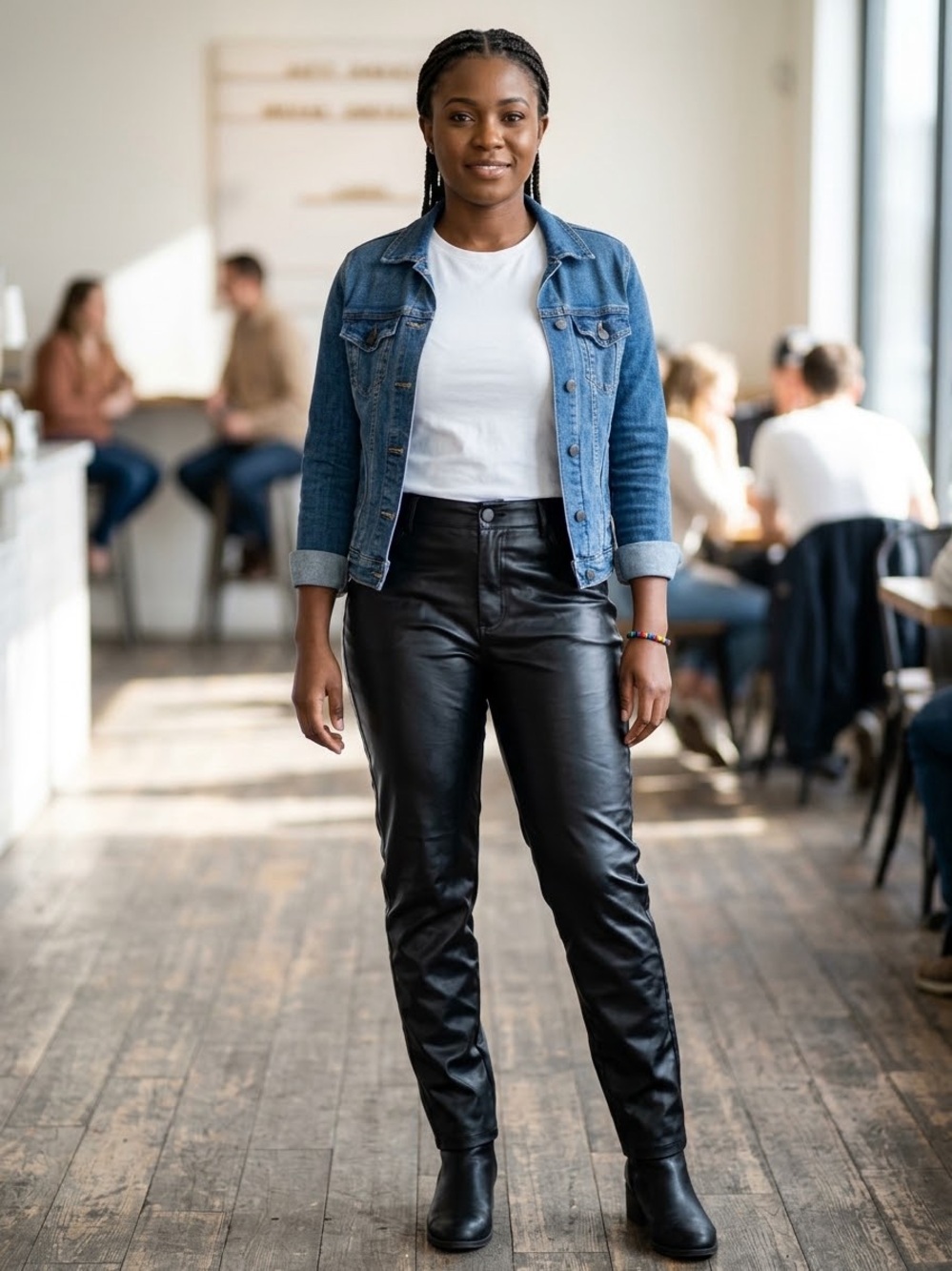 Women's Black Faux Leather Skinny Jeans - Sleek High-Rise Style